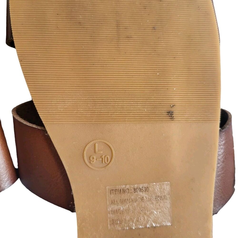 Brown faux leather slide on sandals, size large - Picture 3 of 3